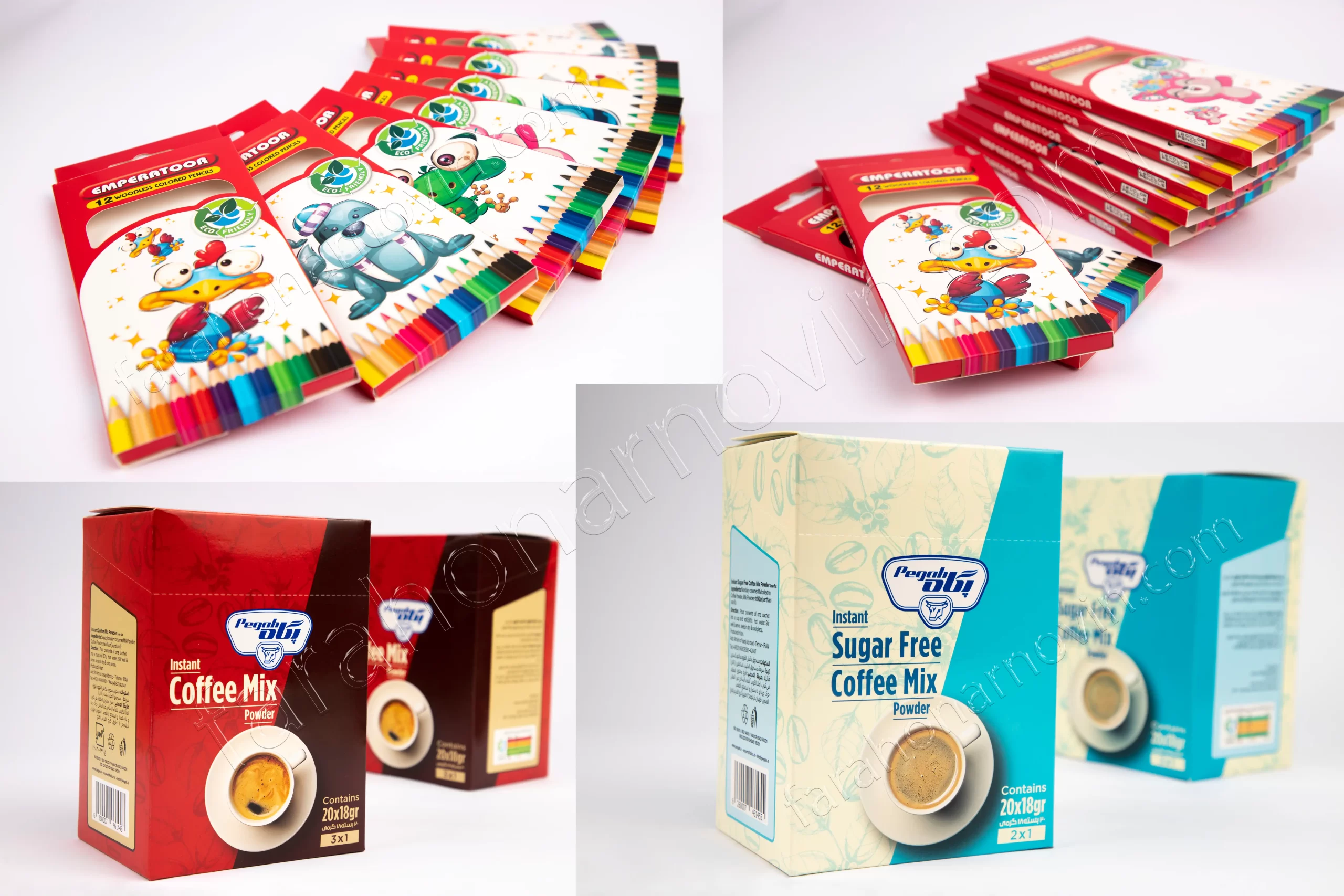 Printing and packaging 17 Image of four products to show printing and packaging
